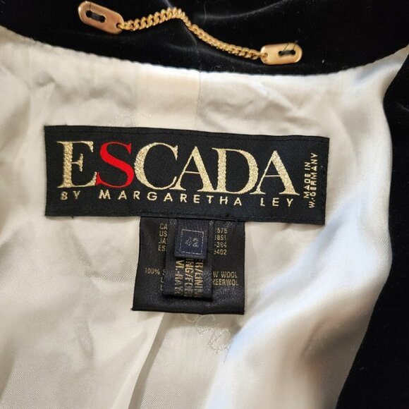 Vintage Escada Plaid Houndstooth Blazer Velvet Collar Classic Wool Sz 42 - Picture 8 of 15